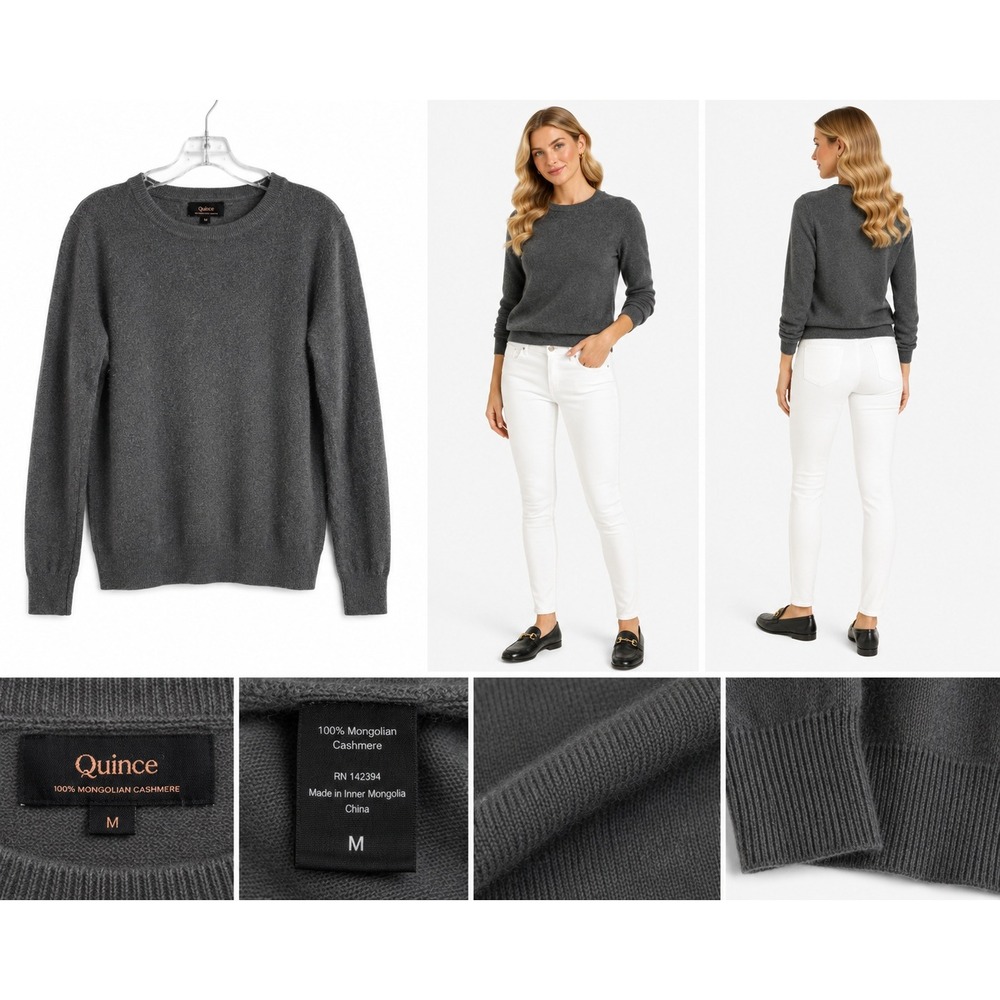 Quince M Cashmere Crewneck Sweater Quiet Luxury Office Minimalist Preppy Elegant
